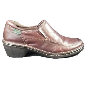 Eastland Womens Loafer Shoes 7.5 Gina Brown Leather Comfort Slip On Block Heel